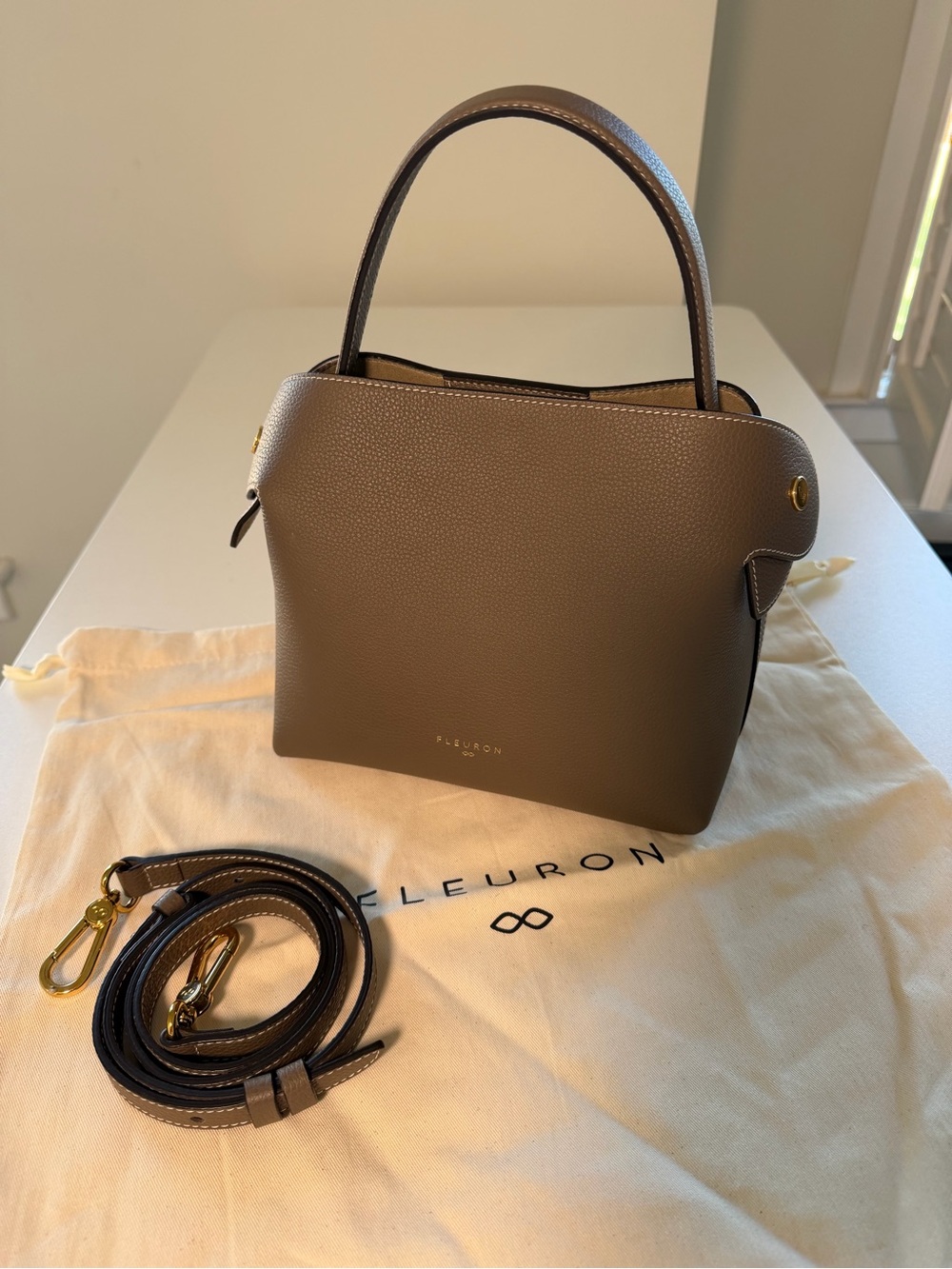 Fleuron Paris Medium Swann Bag in Taupe